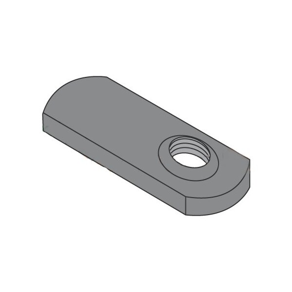 Newport Fasteners Tab Weld Nut, #10-24, Steel, 0.453 in Wd, 0.64 in Lg, 0.098 in Ht, 1000 PK 888908 - main